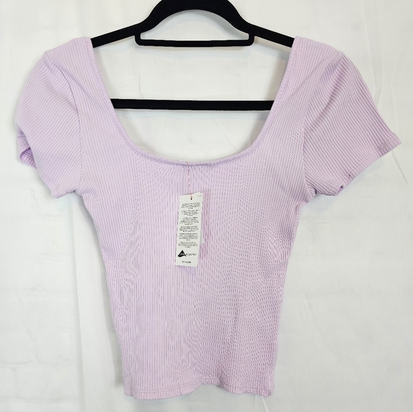 Topshop Size 4-6 Square Neck Ribbed Cropped Top NWT in Lavender - Picture 2 of 8